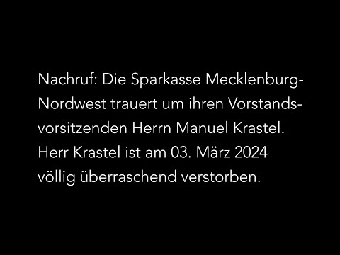 Nachruf: Vorstandsvorsitzender Sparkasse Mecklenburg-Nordwest überraschend gestorben
